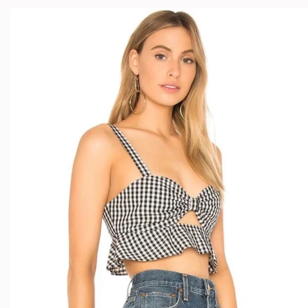 TULAROSA Gingham Sydney Ruffle Bra Crop Top